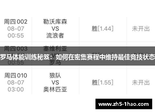 罗马体能训练秘笈：如何在密集赛程中维持最佳竞技状态