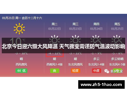 北京今日迎六级大风降温 天气骤变需谨防气温波动影响